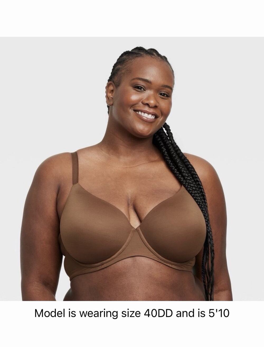 Auden Bra Womens 40DDD The Superstar Full Coverage T-Shirt Lightly Lined NWT BRN